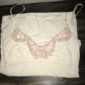 Cream tank with pink details